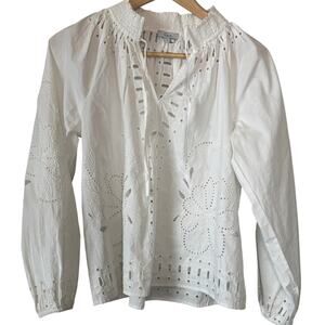 Rails White Eyelet Cotton Blouse Size S Women’s Long Sleeve Boho Summer Top